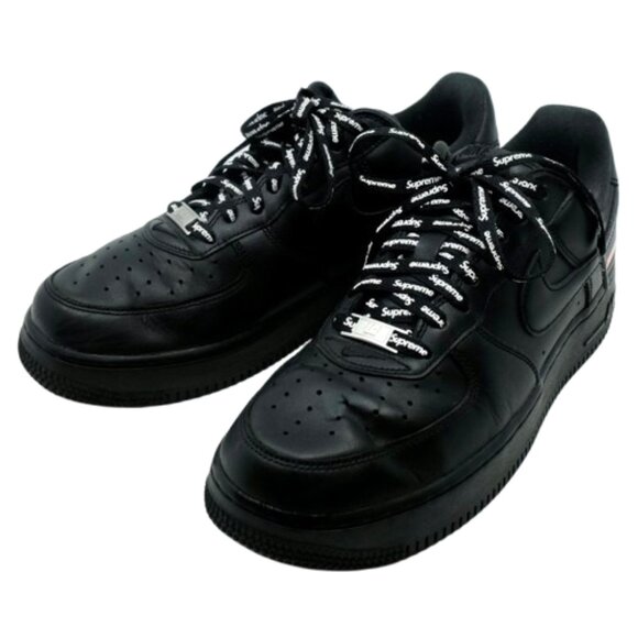 NIKE~Supreme Air Force 1 Low ~Mini Box Logo Black~Leather SneakersSize 8